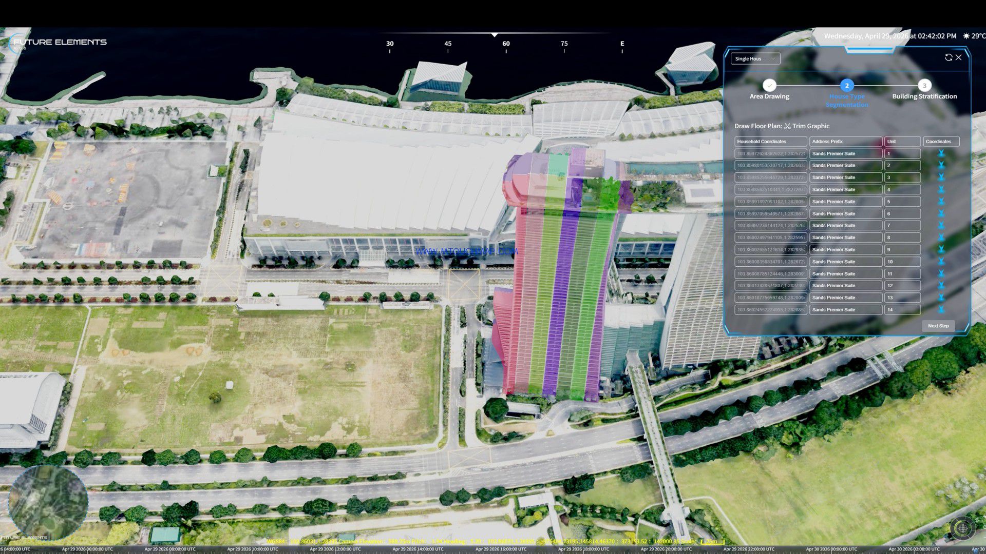 3D spatial building intelligent subdivision and situation statistics system